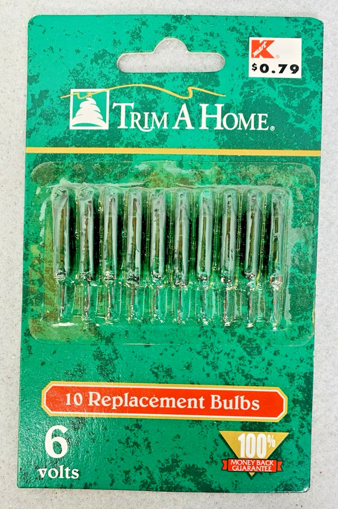 6 volt Christmas Light Bulbs Green Mini Replacement for 20 Light String 10 pack