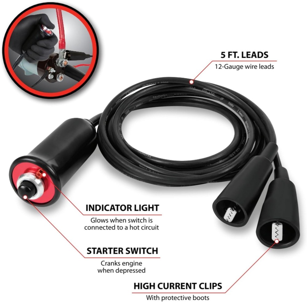 Performance Tool Heavy Duty Remote Starter Push-Button Switch 5-Ft Wire Leads
