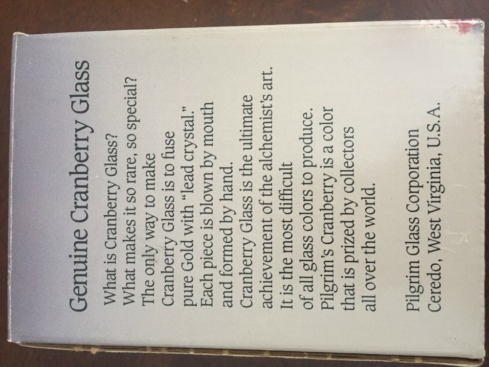 Pilgrim Cranberry Glass Pitcher with Label Small