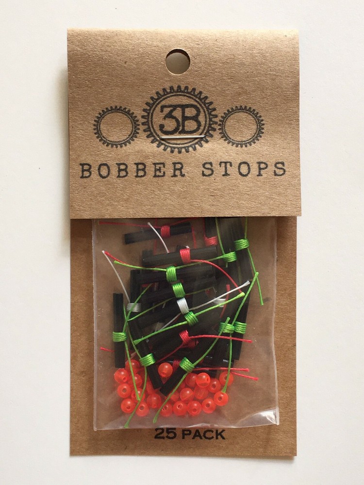 Bobber Stops 25 Pack String Slip-Knots with Beads Red Green White Assorted New
