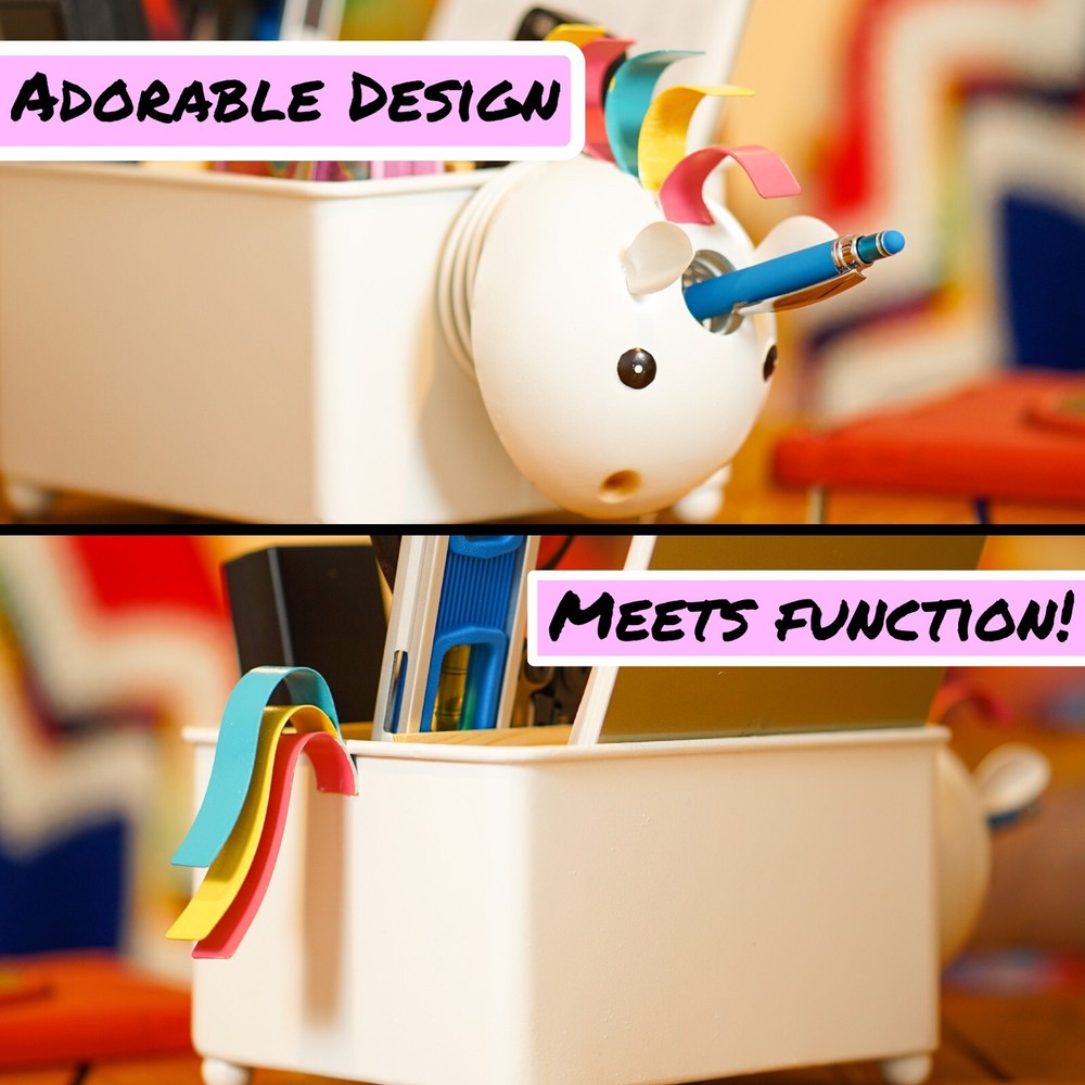 Made Easy Kit Desk Organizer, with Module Compartments (White Unicorn)