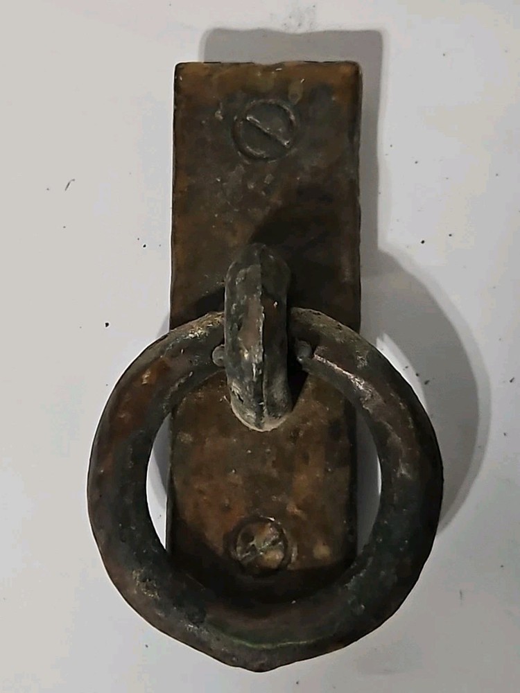 9 Antique Vtg Hammered Brass Mission-Style Bail Pulls 2 ⅜" Centers Reclaimed