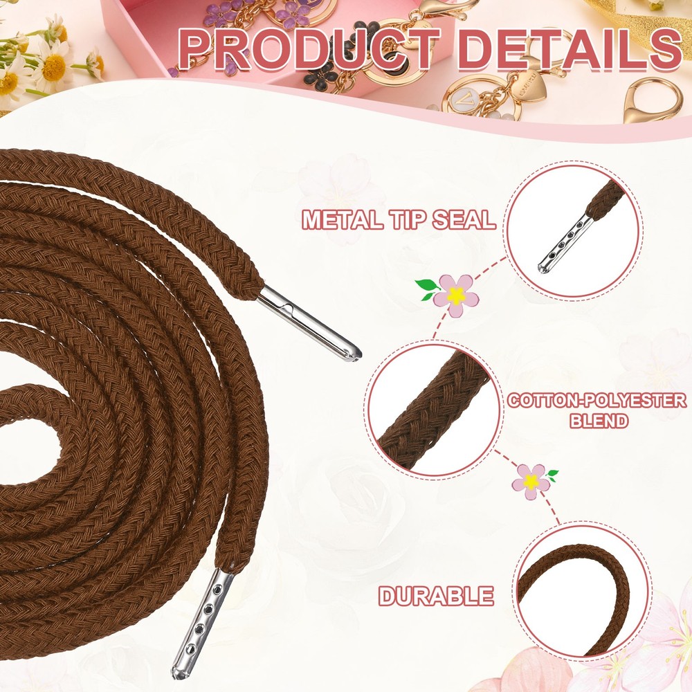 2 Pcs Hoodie Strings Drawstring Cords with Easy Threader (Brown)