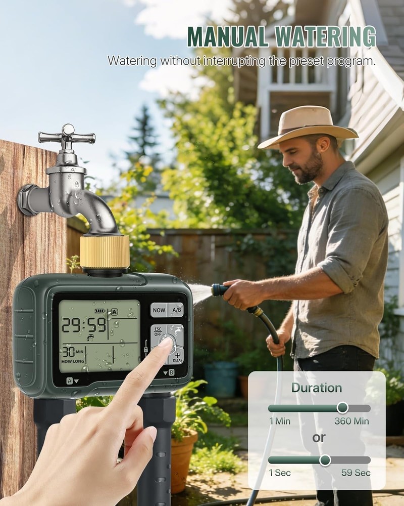 2 Zone Brass Sprinkler Timer, Garden Hose Timer, Automatic Irrigation System, Pr