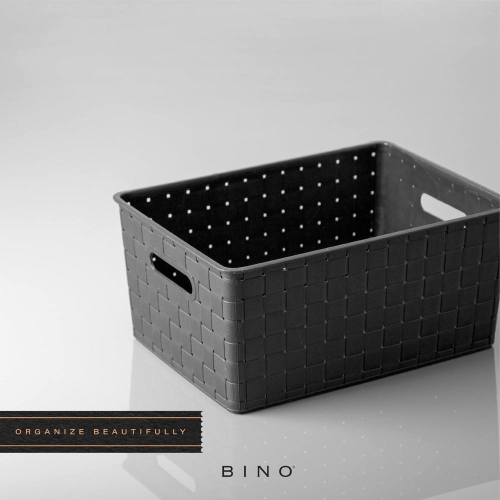BINO Plastic Storage Baskets Large Black Stable Collection Multi-Use Organizer