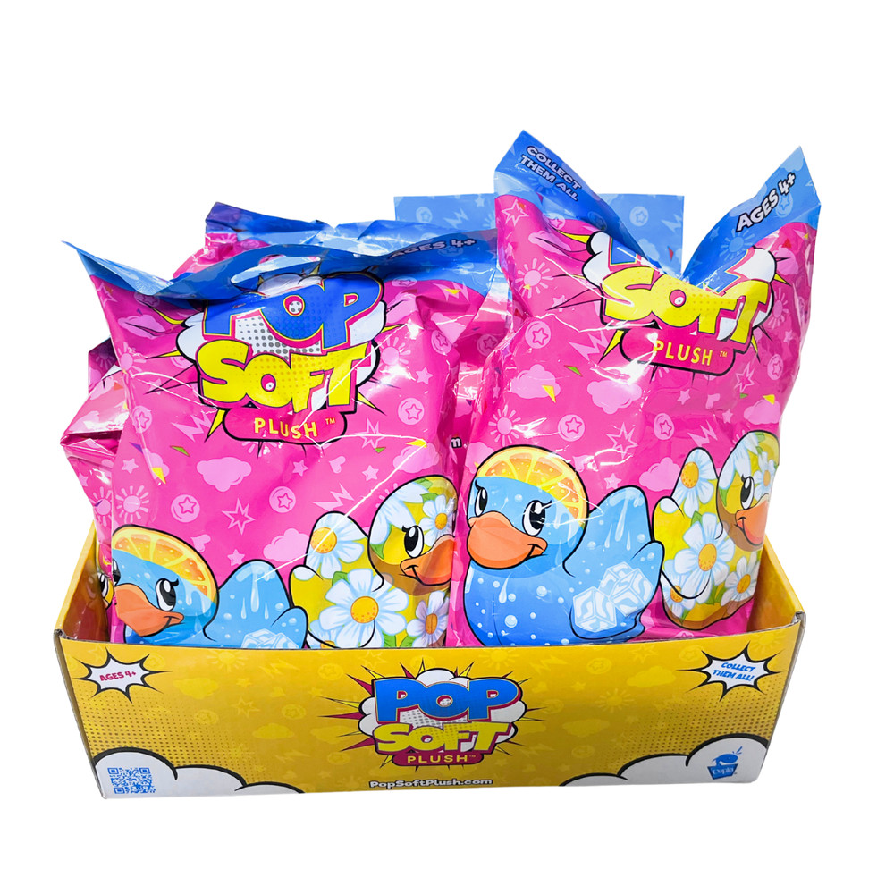 Pop art soft ducks plush blind 12 pack case