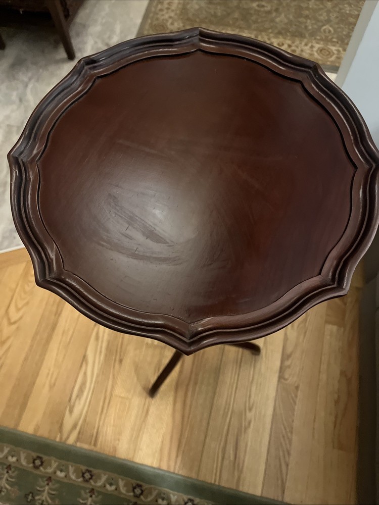 Vintage 36” Tall Classic Regency Style Round Side Table