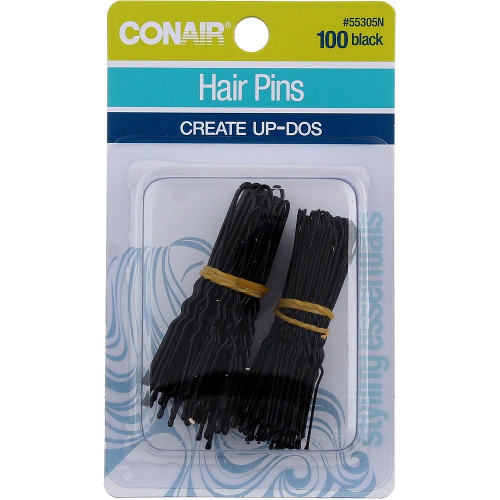 2 Pack Conair Hair Pins, Black, 100 Ct