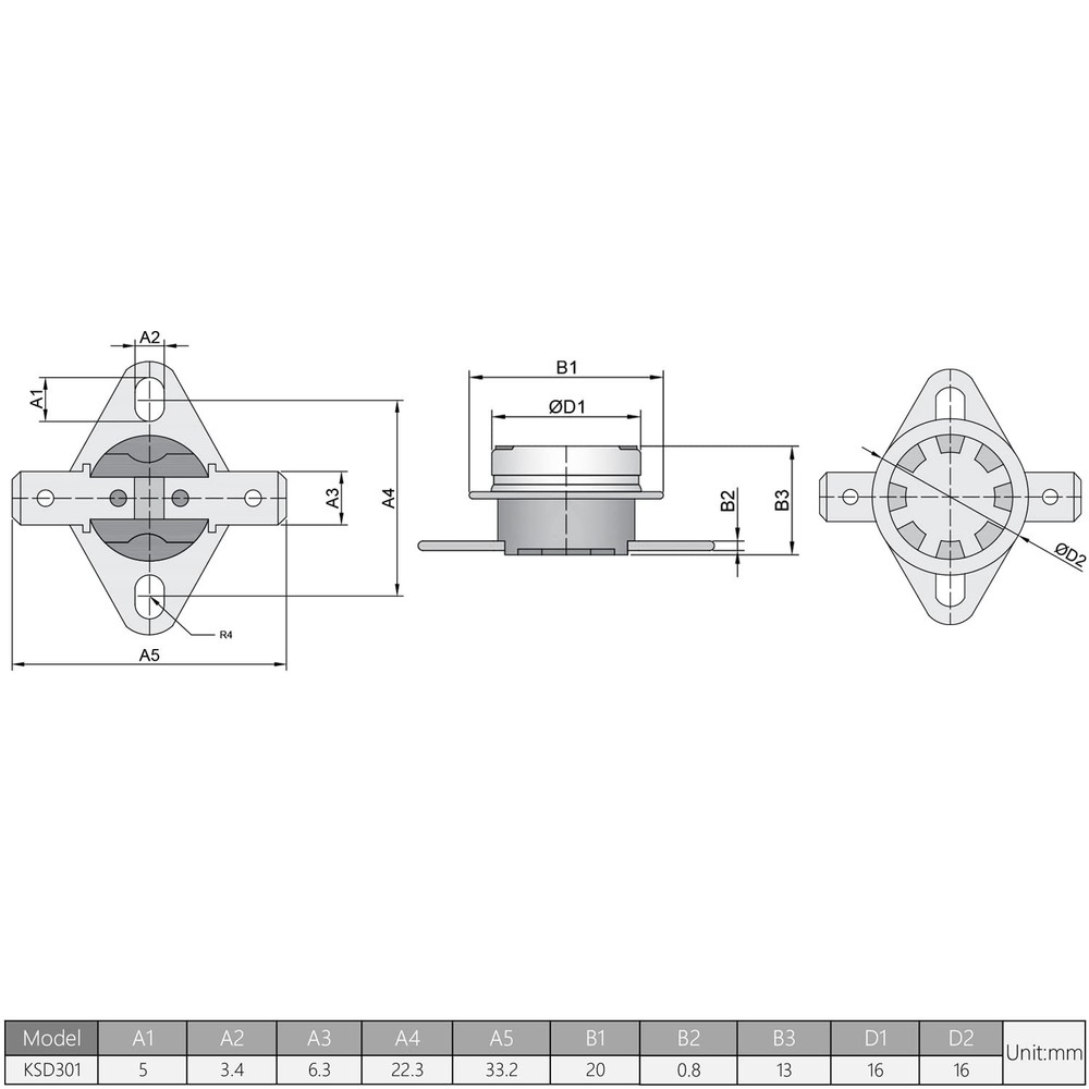 Fielect KSD301 Thermostat Temperature Control Switch,Adjust Snap Disc Tempera...