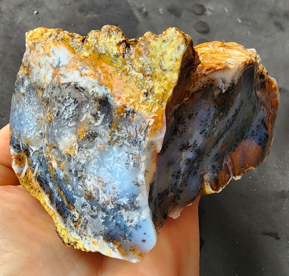 31.85 oz (903 gr) Bluish Dendritic Opal Agate, Dendritic Opal, Dendritic Agate