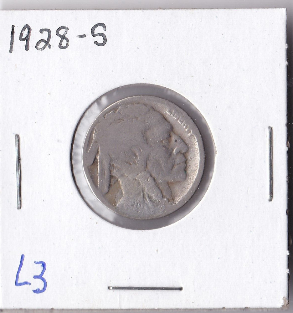 1928-S Buffalo Nickel Acid Dated L3