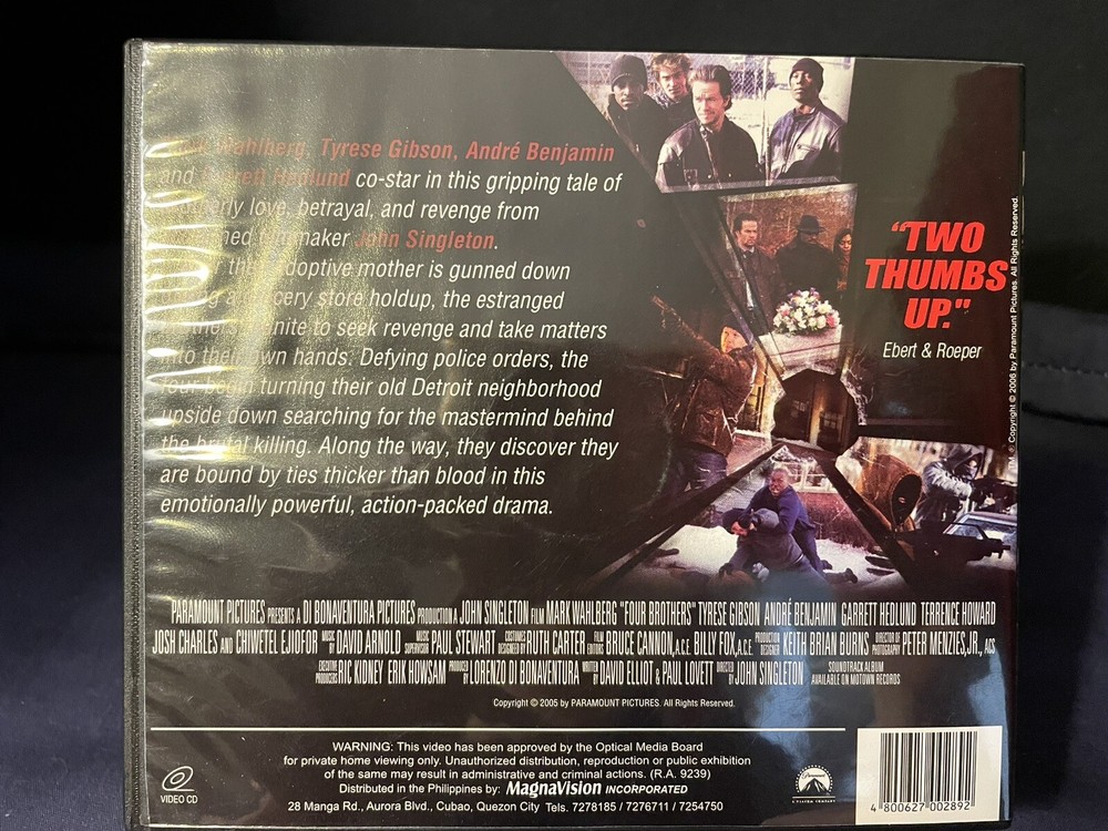 Four Brothers Video CD VCD Excellent Complete RARE Read