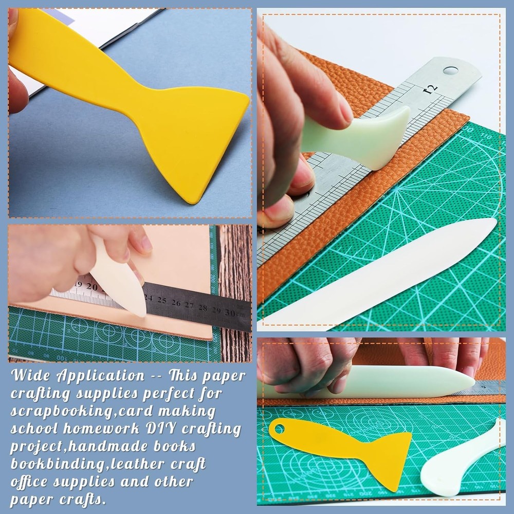 WONVOC 4 Pcs Bone Folders, Crease Makers, Scoring Tool, Plastic Bone Folder Pape