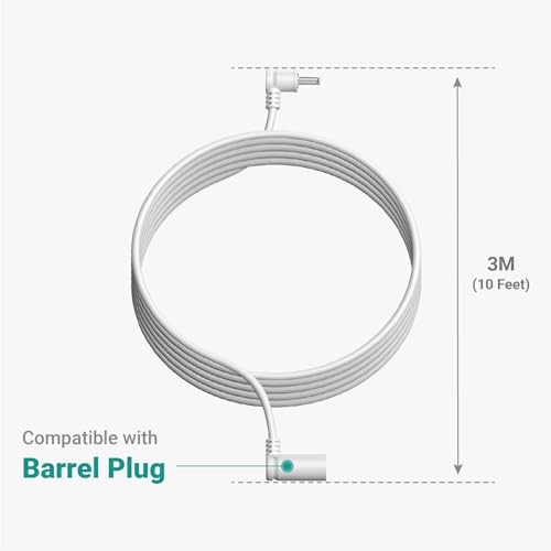 10 ft. Barrel Plug Extension Cable - Compatible with Ring Solar Panel and
