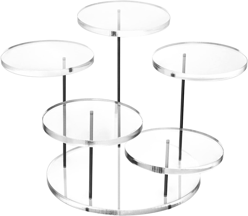 round Acrylic Products Display Riser Stands, 5 Tier Displaying Risers Display St