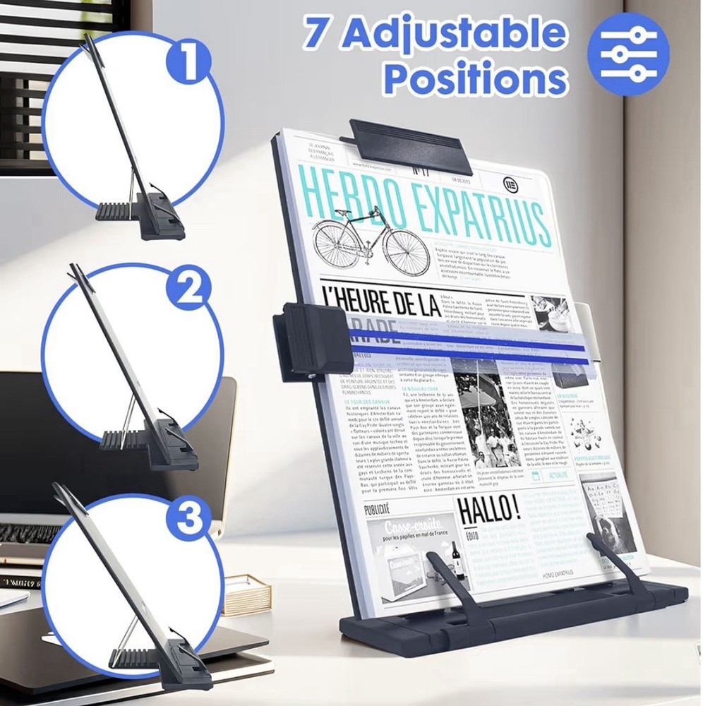 Desktop Document Holder Stand Metal Adjustable 7 Positions Office Reading