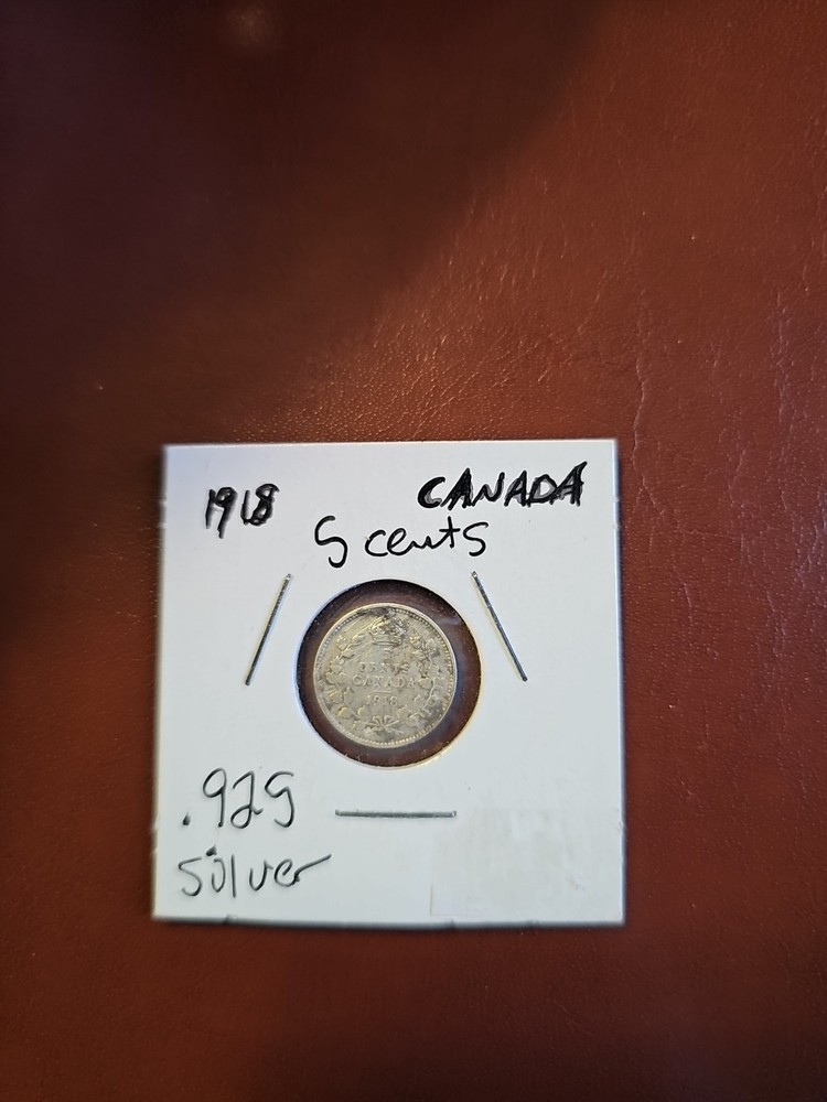 1918 canada 5 cents .925 Silver