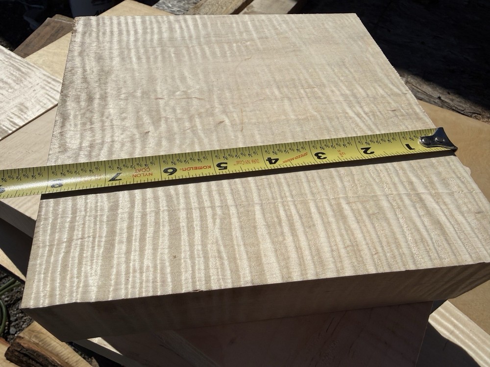 1 Pc. Premium Super Figured Curly Maple turning pc 8x8x2" CLEAN!!!