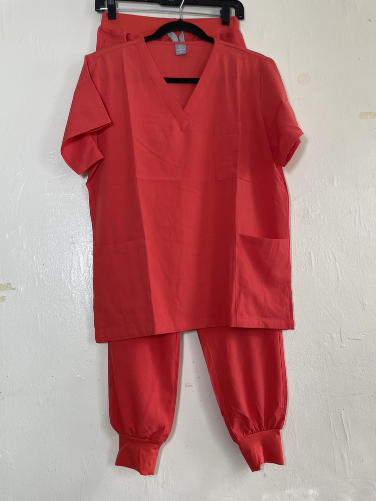 Red Orange Scrub Uniform Set