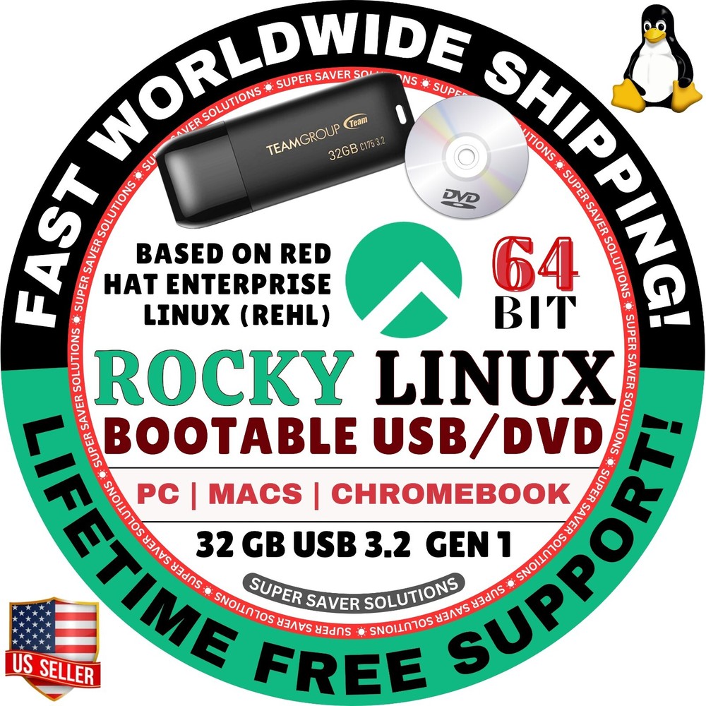 ROCKY LINUX OS 64-BIT / LIVE, FULL INSTALLER / USB, DVD / MAC, PC