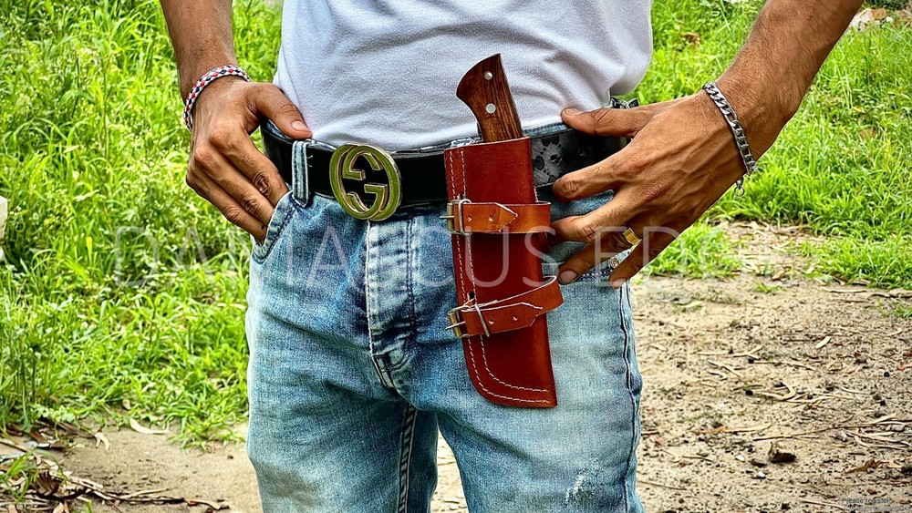Universal 8" Fixed Blade Knife Sheath - Pure Cow Leather - Custom Engraved