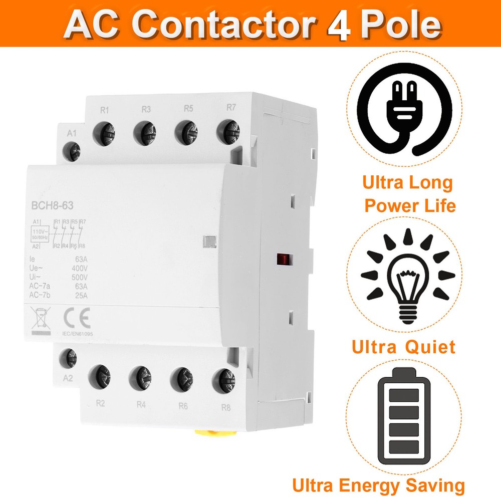 AC Contactor 63A 4 Pole 4NC 110V Circuit Control DIN Rail Mount