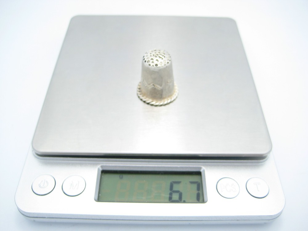 Antique Sterling Silver Sewing Rope Border Thimble