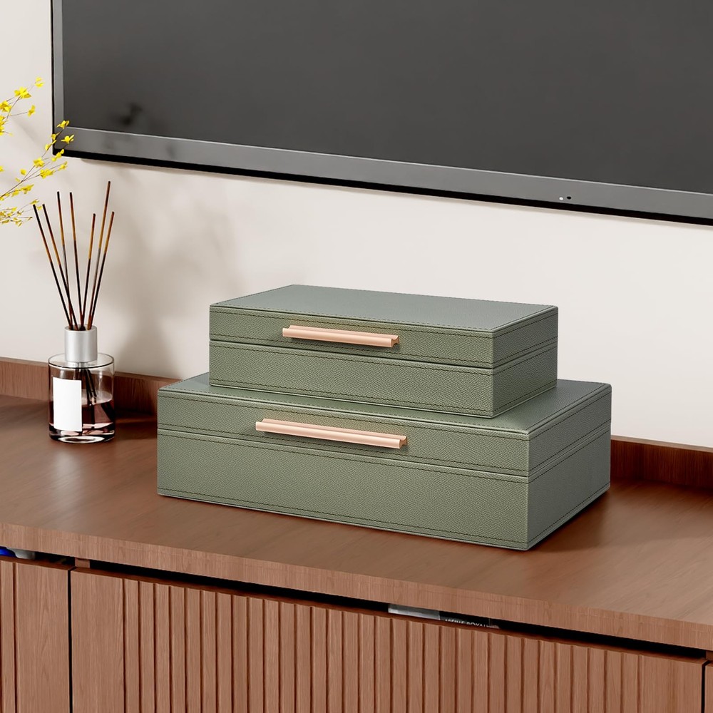 Decorative Boxes with Lids 2-Set, Memory Box for Keepsakes, Saving Space, Bea...