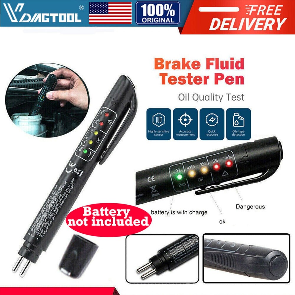 Auto Liquid testing Brake Fluid Tester pen 5 LED indicator display for DOT3/DOT4