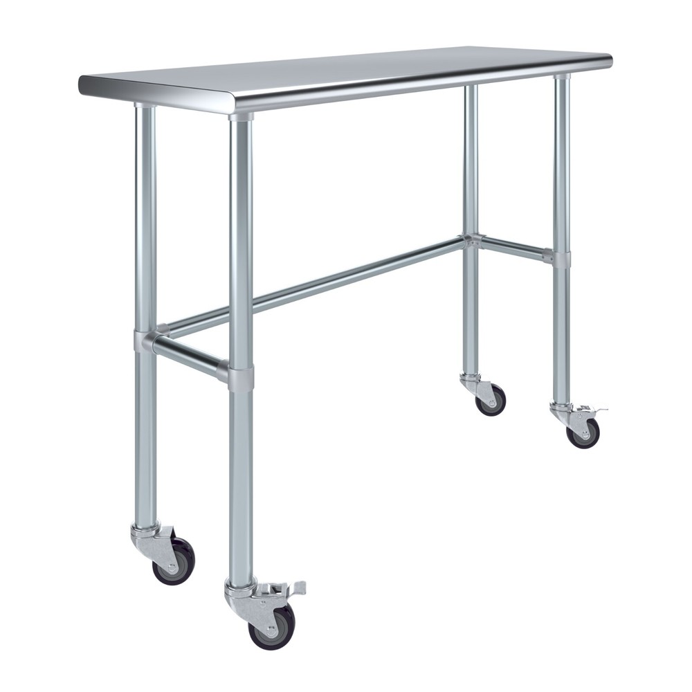 Heavy Duty Stainless Steel Work Table Open Base & Casters