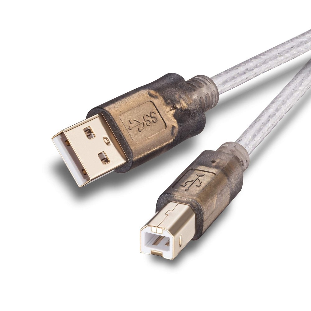 Printer Cable 25Ft,2.0 Scanner ['25 Ft/8M'], Translucent silver