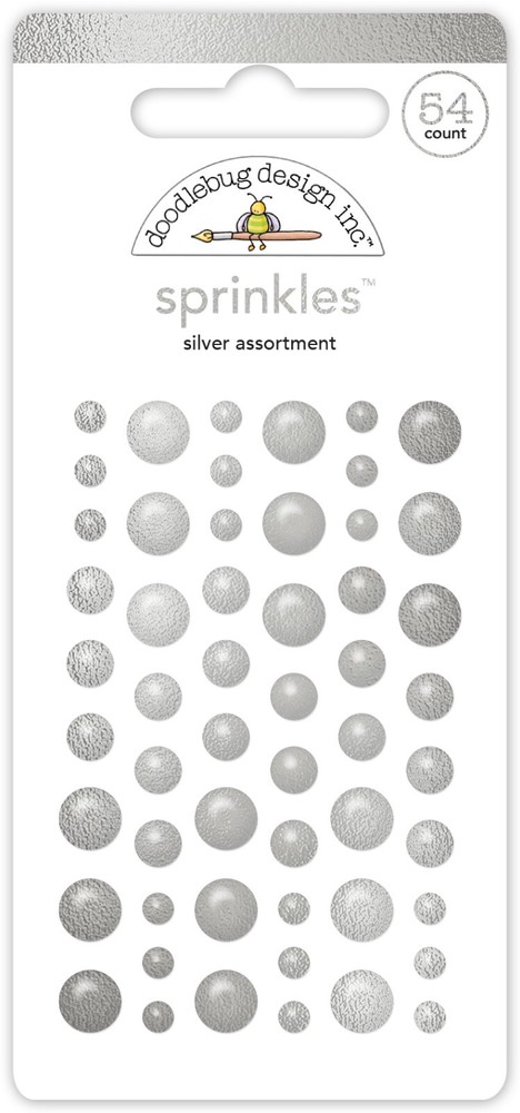 Doodlebug Sprinkles Puffy Dots Silver Assortment 3 Sizes