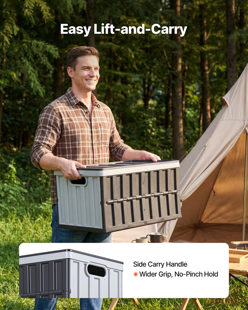 65L Collapsible Storage Bins w/ Lids 3 Pack Stackable Folding Crates Handles