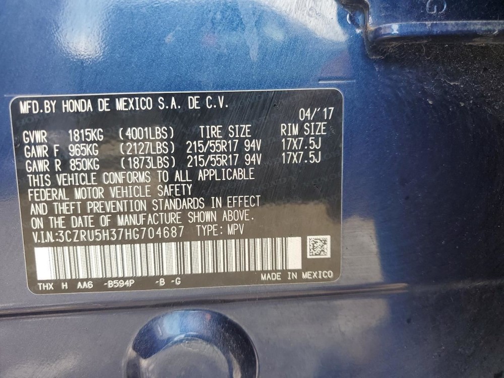 HR-V 2017 Fuse Box Cabin 773581