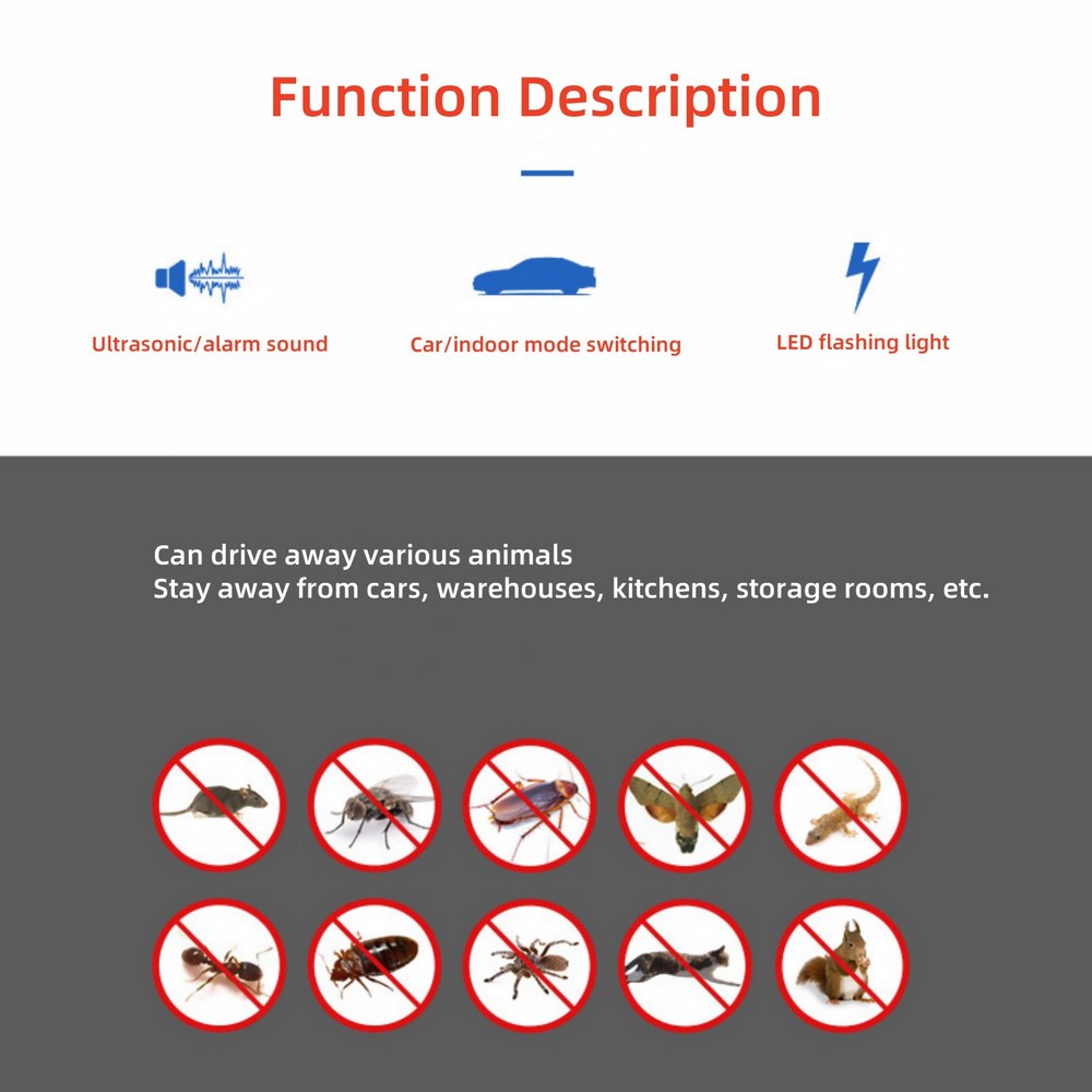 12V Ultrasonic Mouse Repeller for Car Wire Engine Rat Rodent Deterrent