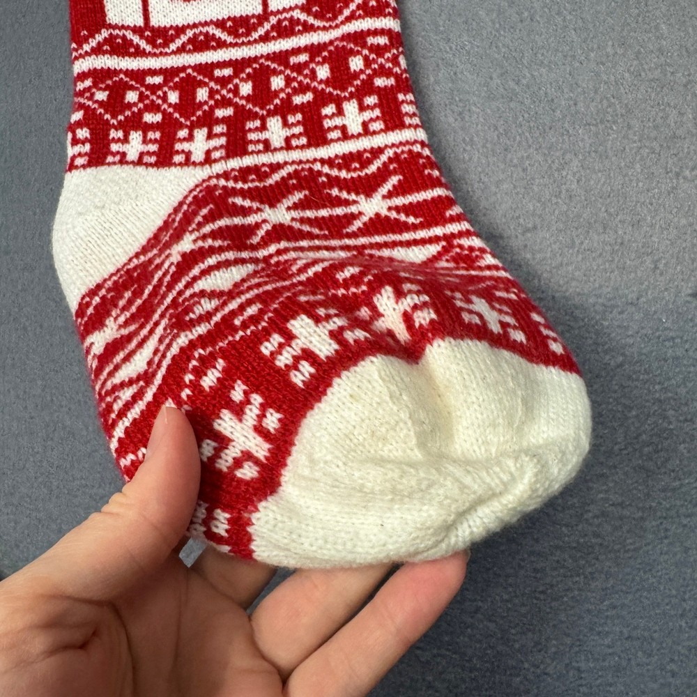 Red White Nutcracker Knit Christmas Stocking Patterned Trees Holiday Soft 18in