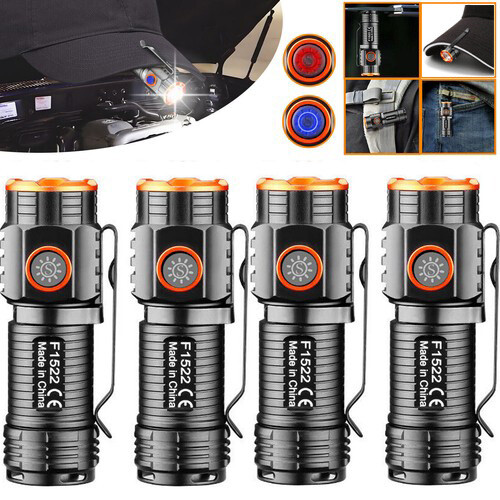 4pack 3000Lumens EDC Tactical Flashlight USB Rechargeable Magnetic Pocket Torch