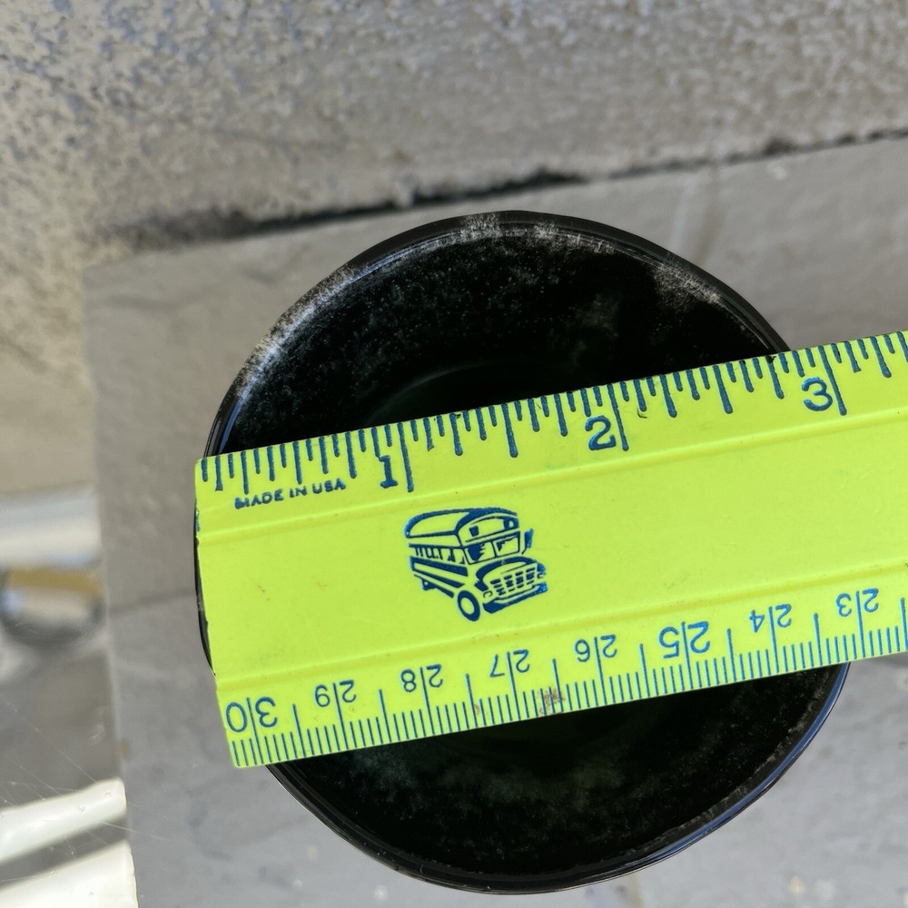 Studio Pottery Mug Cup Black Drip Glaze Green Inside Cup