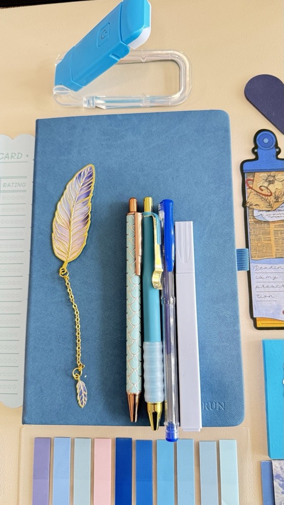 Blue Bookish Gift Set Journal Kit Aesthetic Stationery Bundle Reader Gift