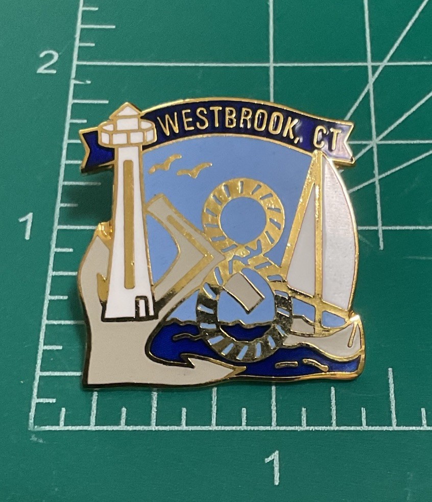 Large Westbrook CT Pin Lighthouse Anchor Sailboat W3