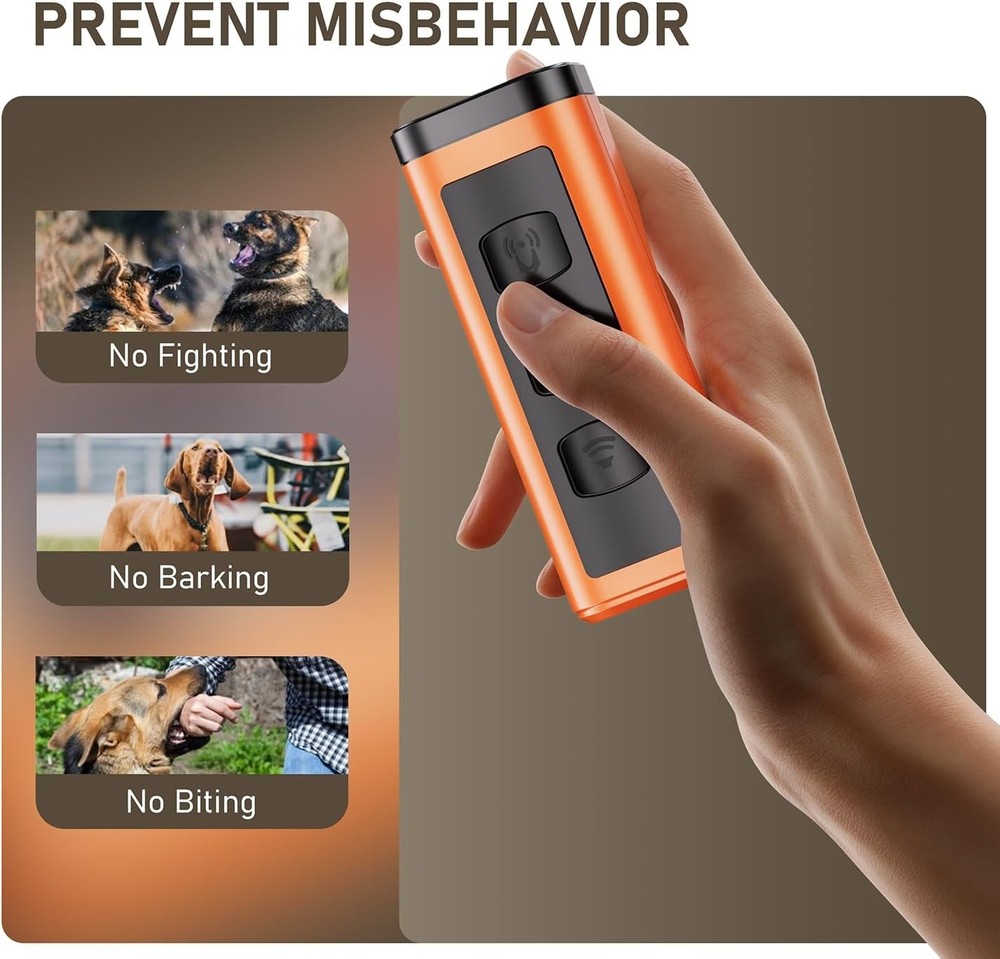 Ultrasonic Dog Bark Deterrent - Rechargeable Device with 50ft Range & Comfort
