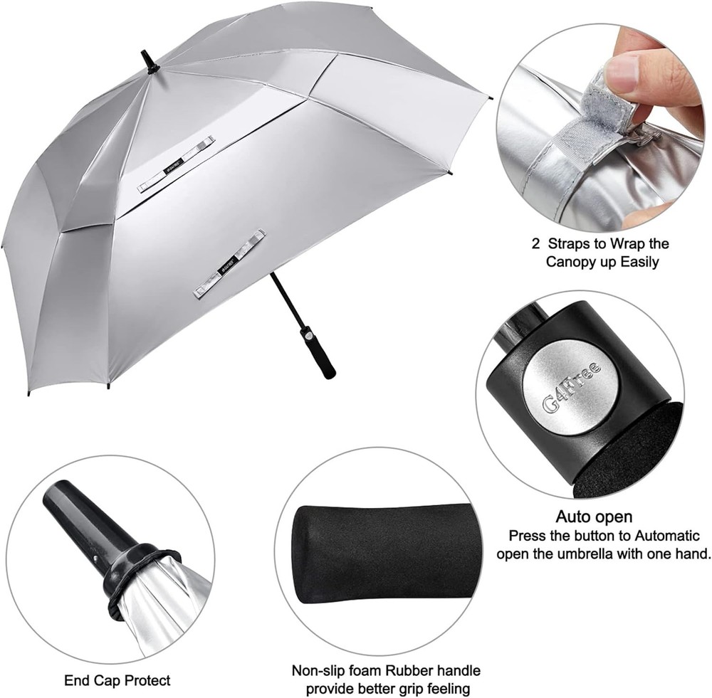 Extra Large Golf Umbrella 62/68 inch Square Vented Windproof Auto Open Double...