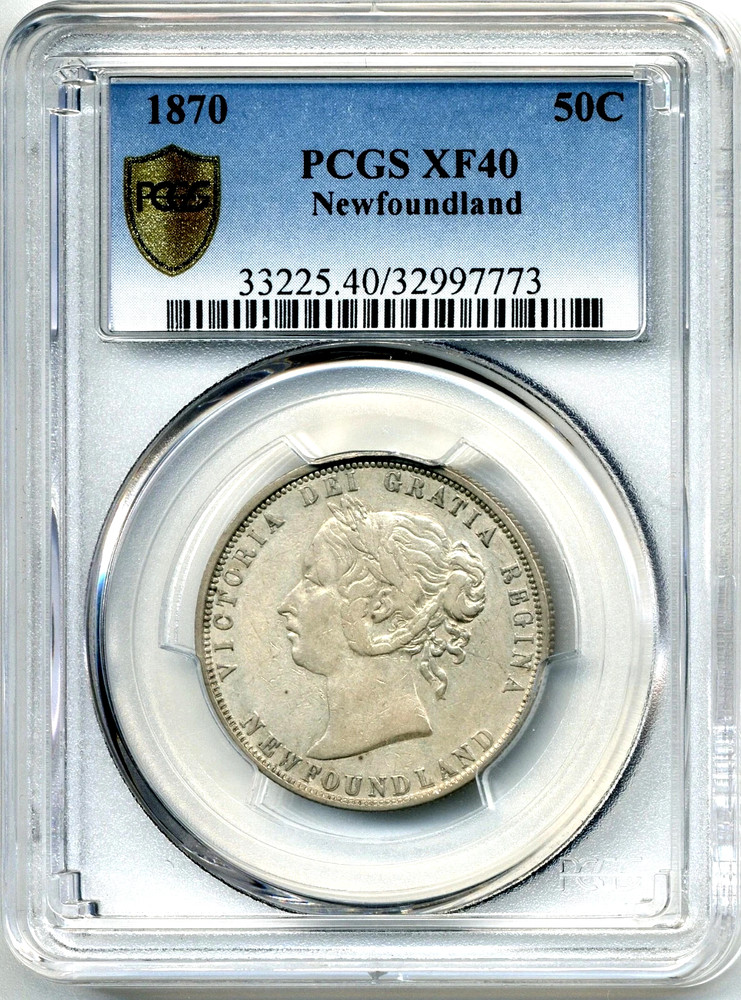 1870 Newfoundland 50 Cents - Extremely Fine, PCGS EF40