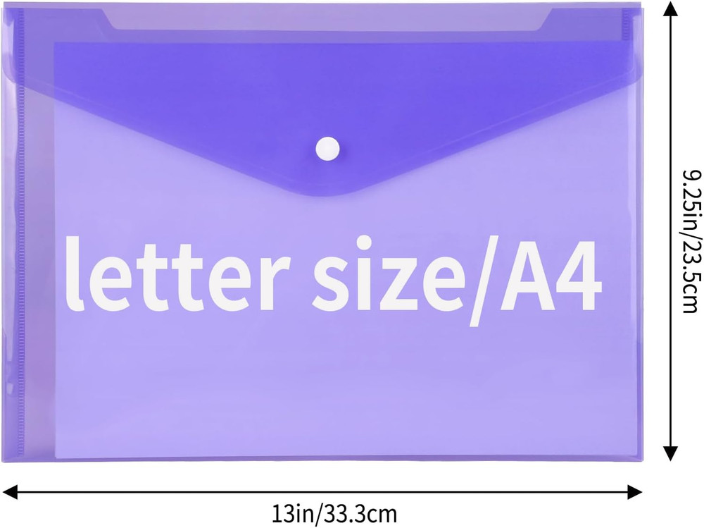 28pcs Plastic Envelopes, Plastic Folders for Documents, Poly Folders with Snap C