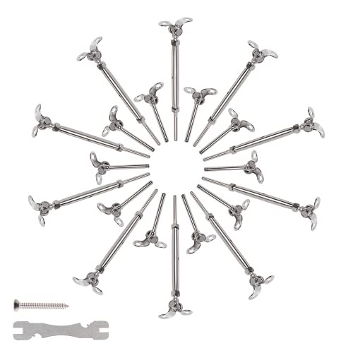 Set Cable Railing Hardware Kit, 180° Angle Adjustable 1/8 inch 10 Silver