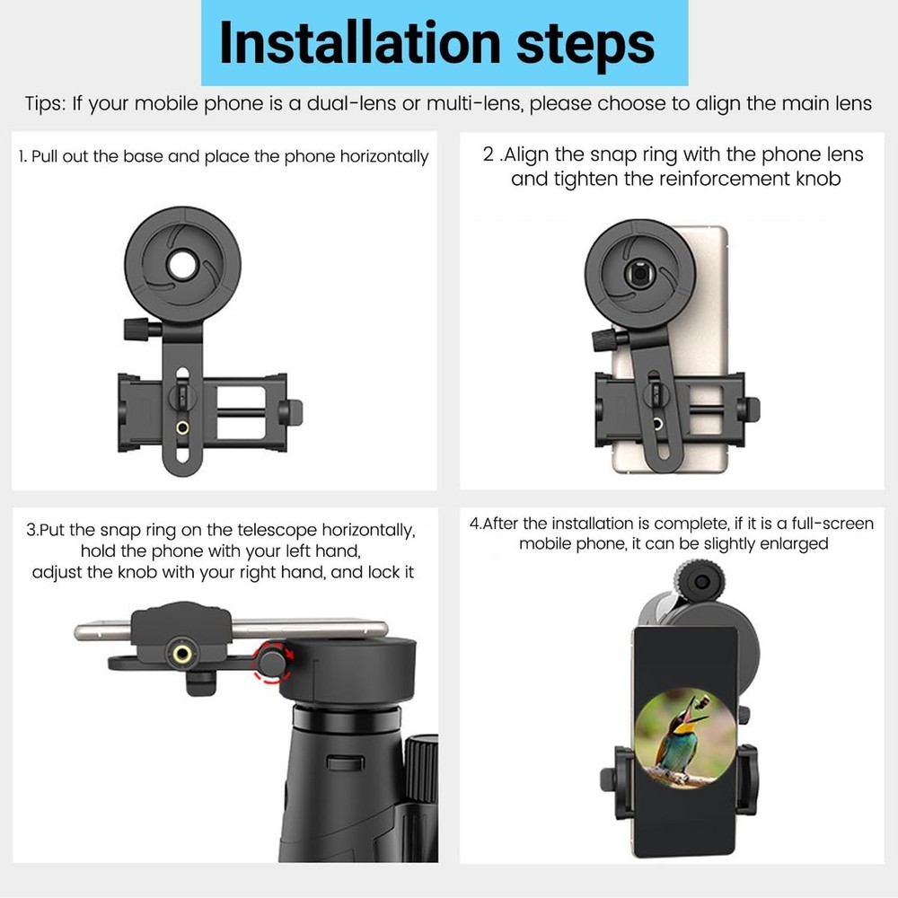 Adjustable Scope Mount, Universal Telescope Adapter, Binocular & Monocular Ph...
