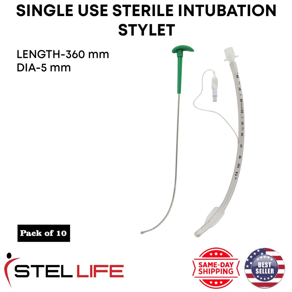 Single Use Intubation Stylet Sterile Rigid Stylets Anesthesia Instruments 10 Pcs