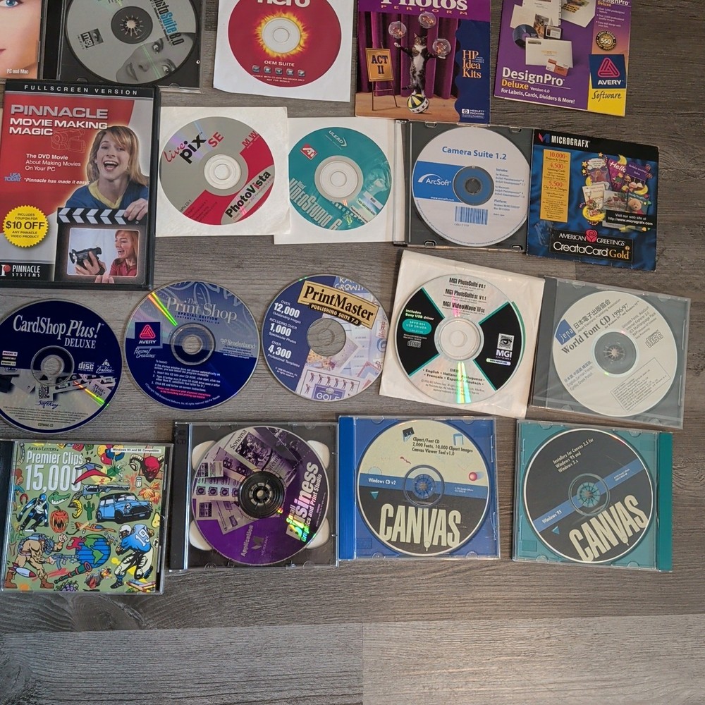 Vintage Computer Software CD-Rom Adobe Photoshop MGI Image Video Editor Clipart
