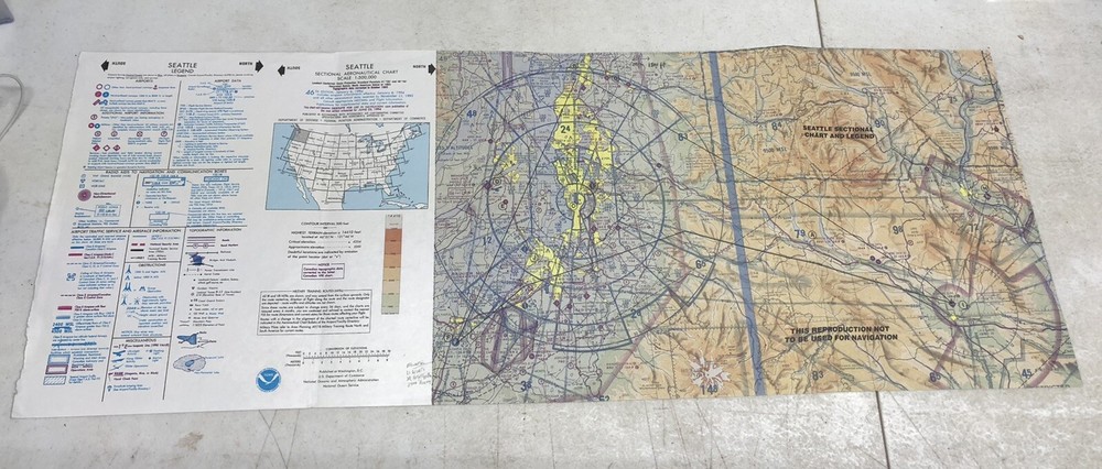 1994 NOAA SEATTLE Sectional Aeronautical Chart - 46th Edition