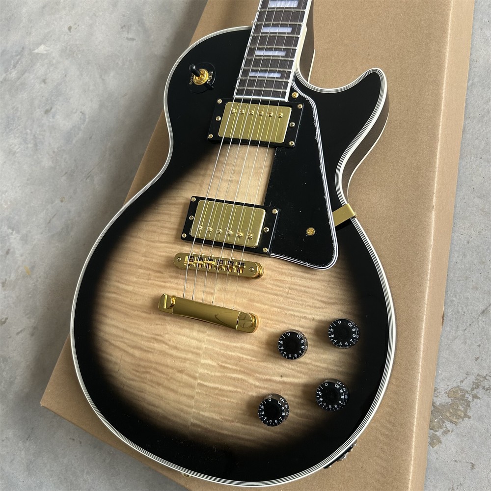Custom 6-String Electric Guitar: Yellow Sunburst Mahogany Build Fixed Bridge